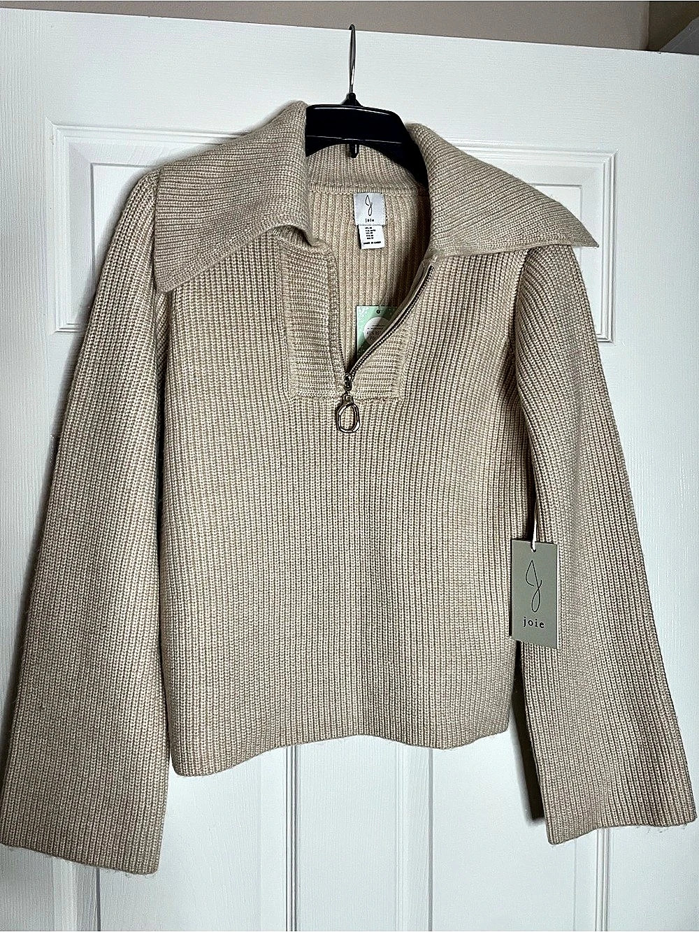Womens JOIE Zip Front Sweater Beige Size Small (NWT)